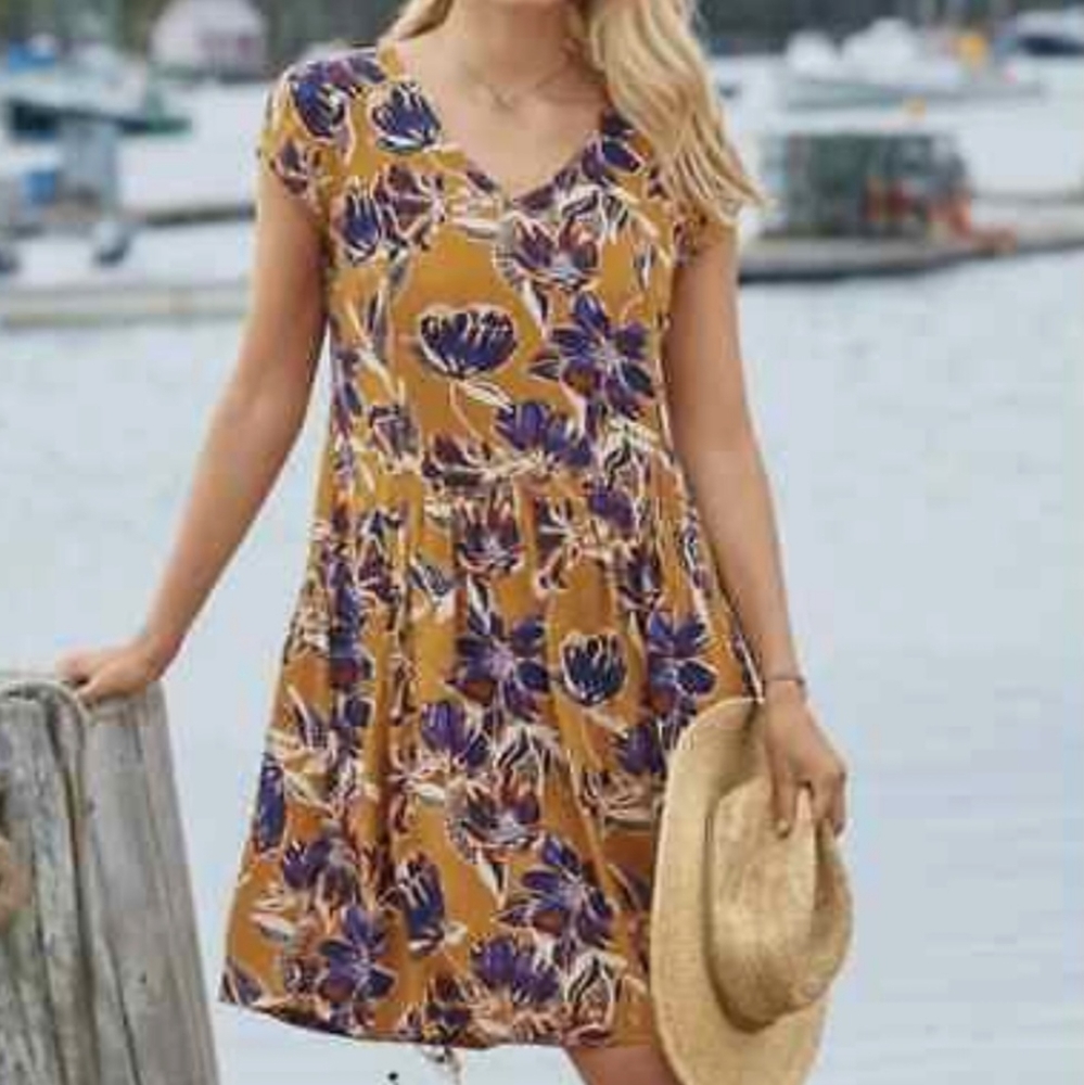 Garnet Hill, size 12, golden sundress WITH POCKETS!